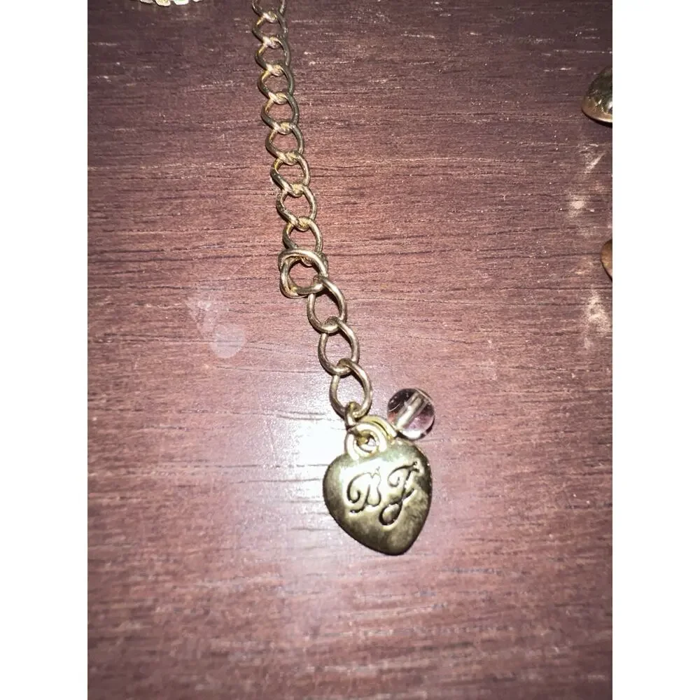 vtg BETSEY JOHNSON Turtle pendant Locket necklace Gold Tone Rhinestones